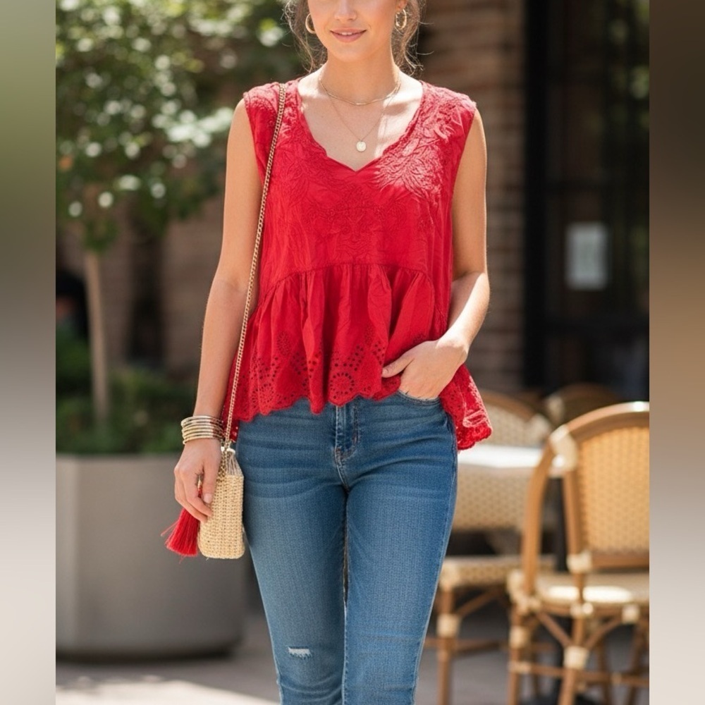 Chelsea & Violet Red Embroidered Blouse